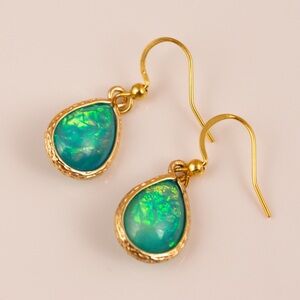 Fashion Jewelry Blue Simulated Opal Drop Earrings New Handmade Dangle Earrings